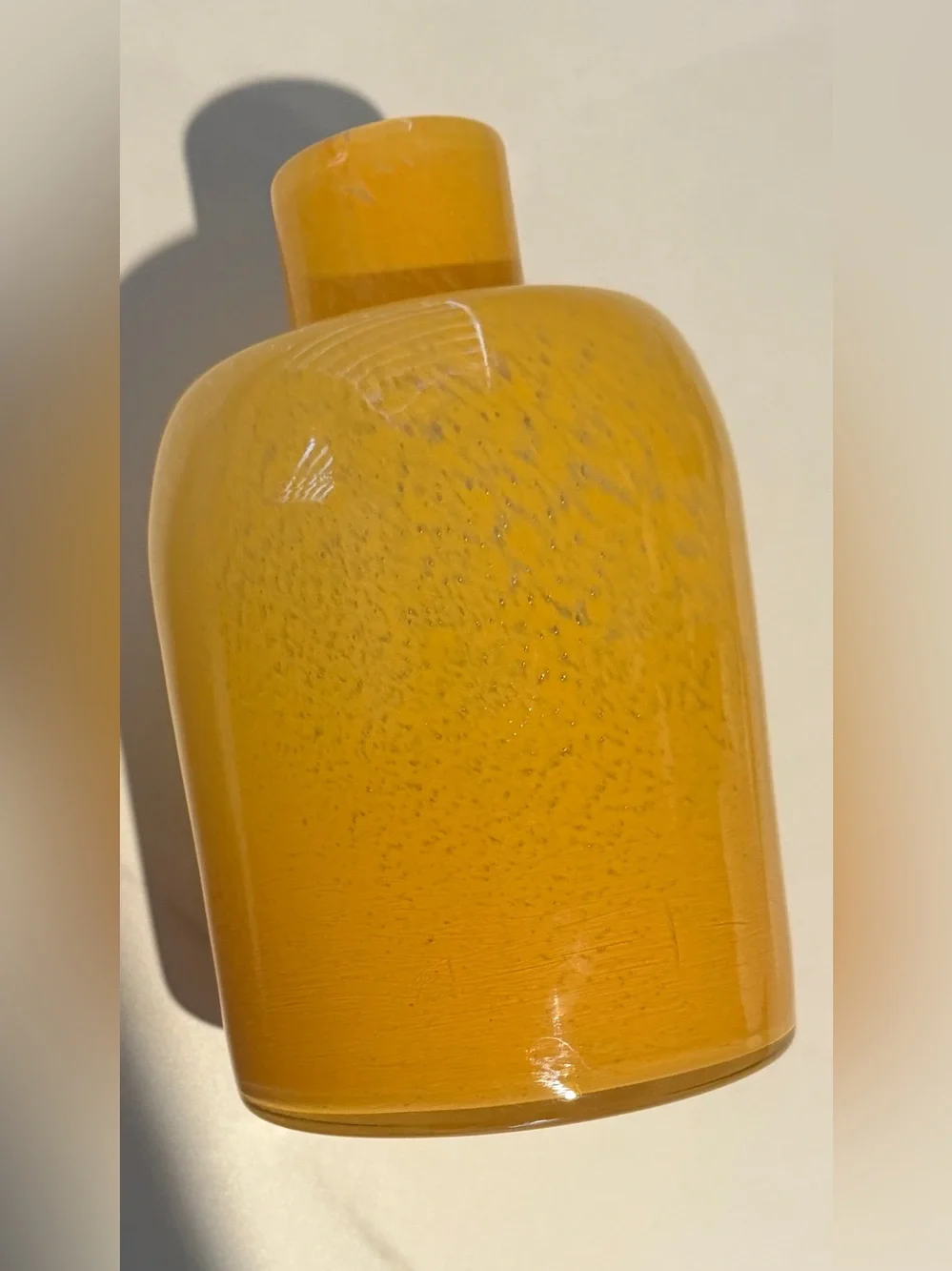 Anthropologie Yellow Art Glass Vase